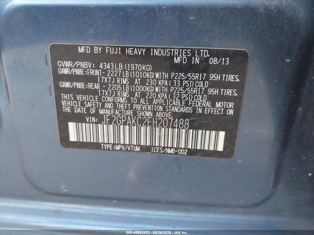 JF2GPAKC2EH207488 2014 SUBARU XV CROSSTREK photo no. 9