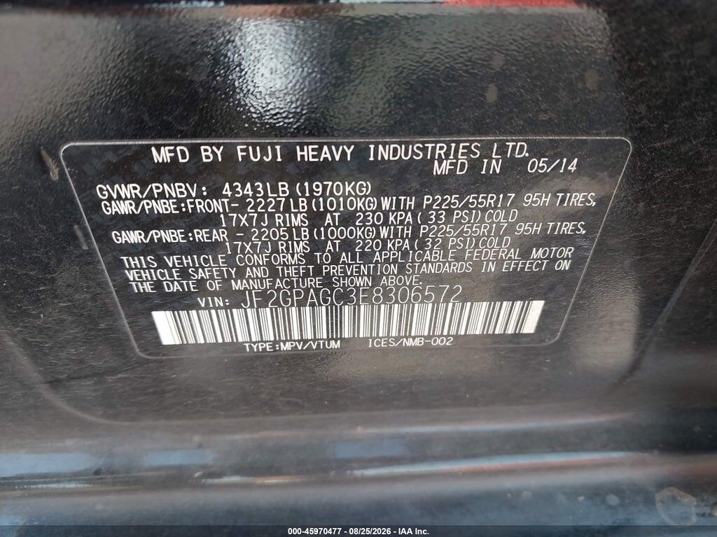 JF2GPAGC3E8306572 2014 SUBARU XV CROSSTREK photo no. 9