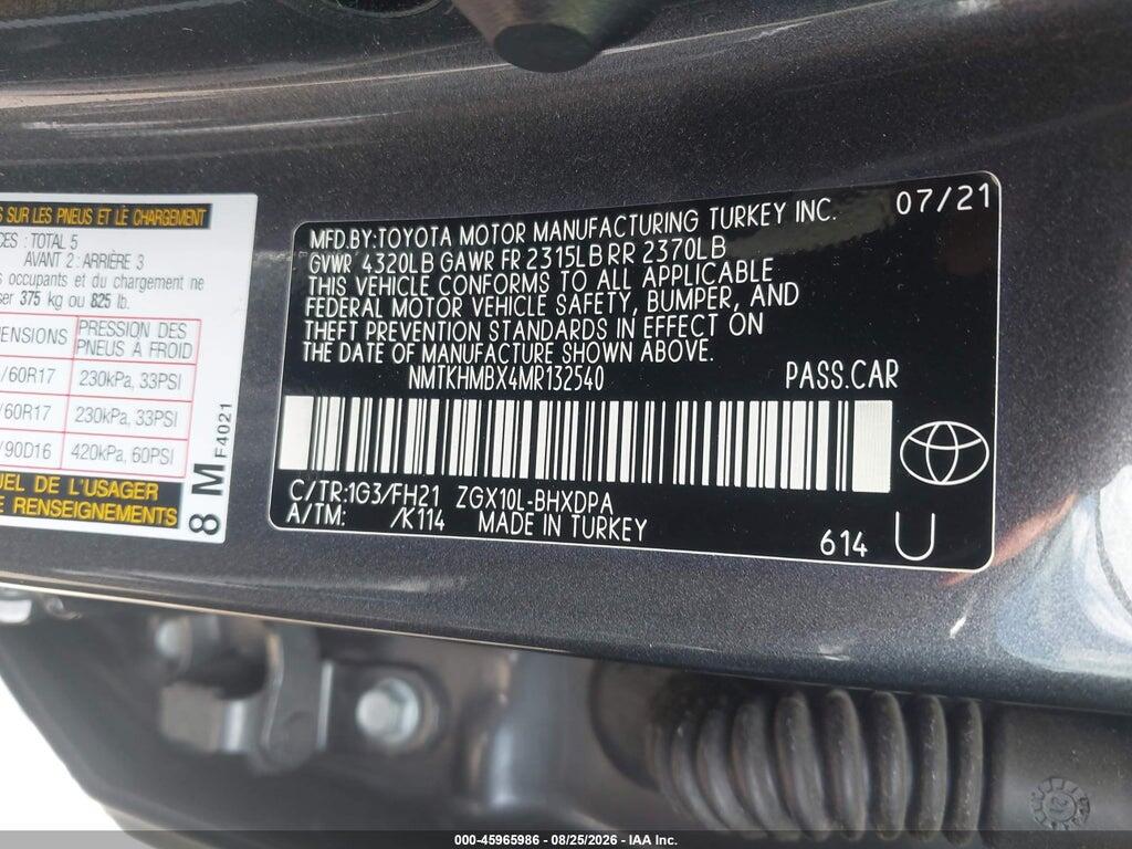 NMTKHMBX4MR132540 2021 TOYOTA C-HR photo no. 9