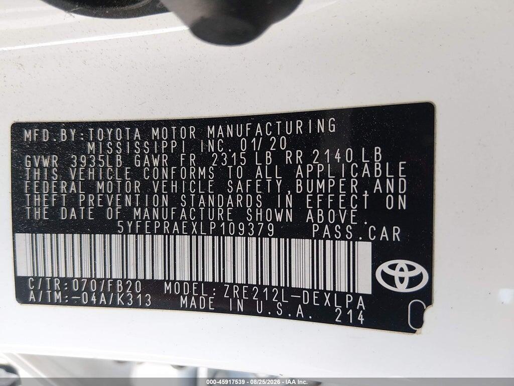 5YFEPRAEXLP109379 2020 TOYOTA COROLLA photo no. 9