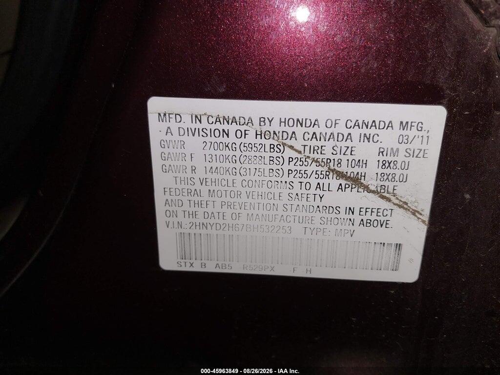 2HNYD2H67BH532253 2011 ACURA MDX photo no. 9