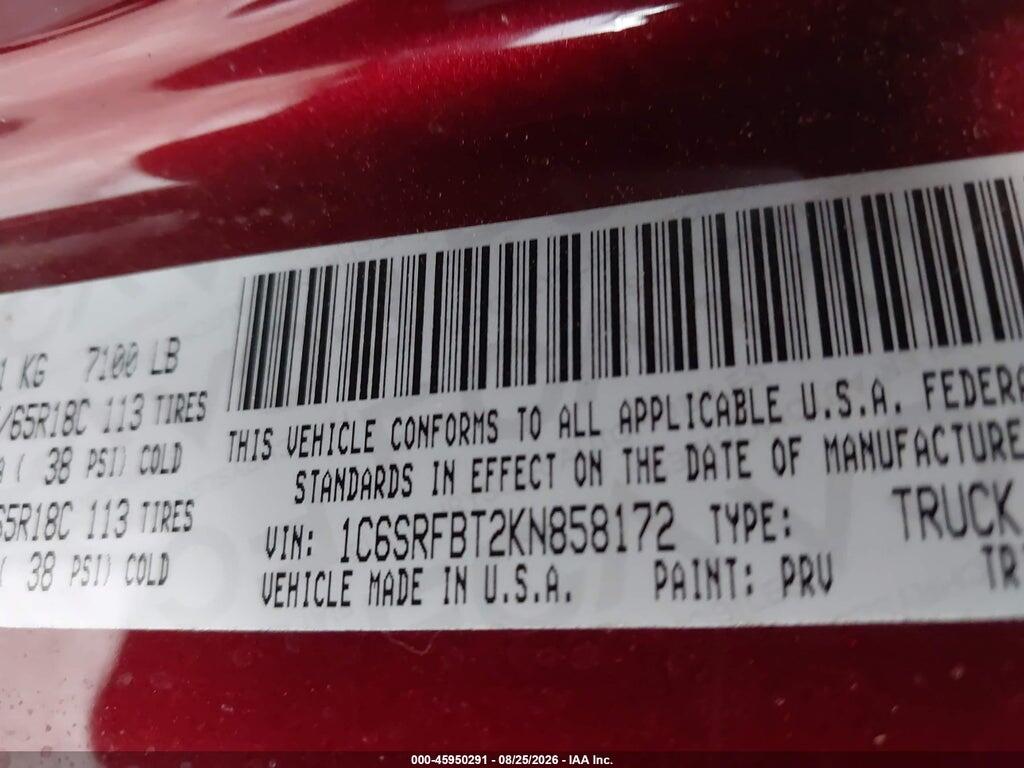 1C6SRFBT2KN858172 2019 RAM 1500 photo no. 9