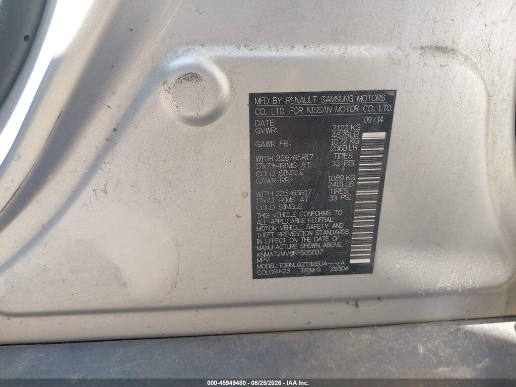 KNMAT2MV8FP505037 2015 NISSAN ROGUE photo no. 9