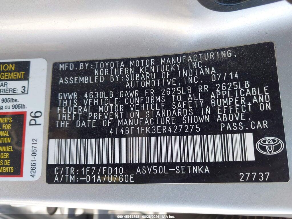 4T4BF1FK3ER427275 2014 TOYOTA CAMRY photo no. 9