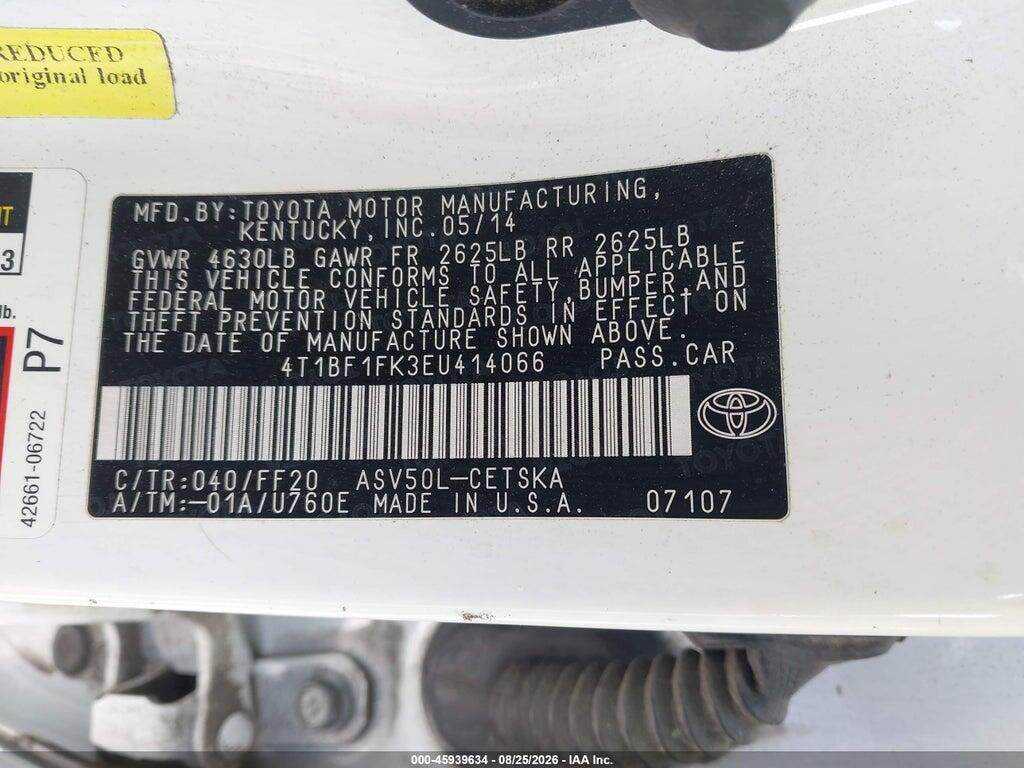 4T1BF1FK3EU414066 2014 TOYOTA CAMRY photo no. 9