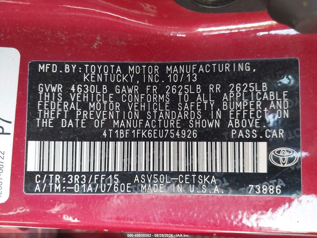 4T1BF1FK6EU754926 2014 TOYOTA CAMRY photo no. 9