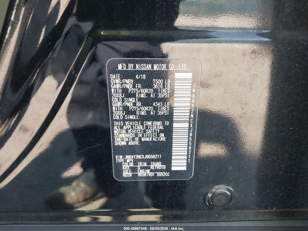 JN8AY2NCXJ9558211 2018 NISSAN ARMADA photo no. 9
