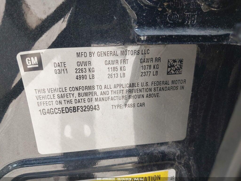1G4GC5ED6BF329943 2011 BUICK LACROSSE photo no. 9