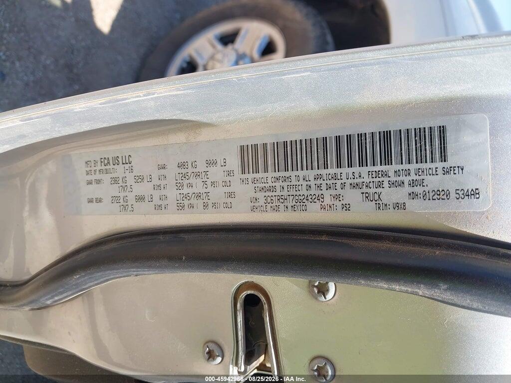 3C6TR5HT7GG243249 2016 RAM 2500 photo no. 9