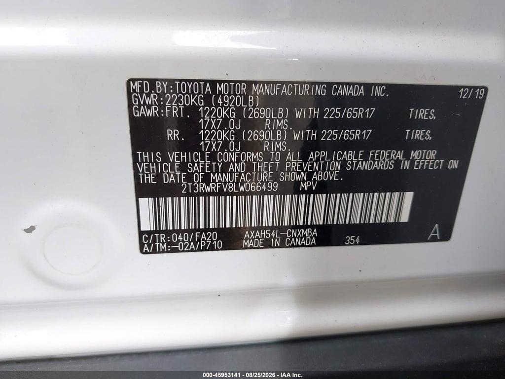 2T3RWRFV8LW066499 2020 TOYOTA RAV4 HYBRID photo no. 9