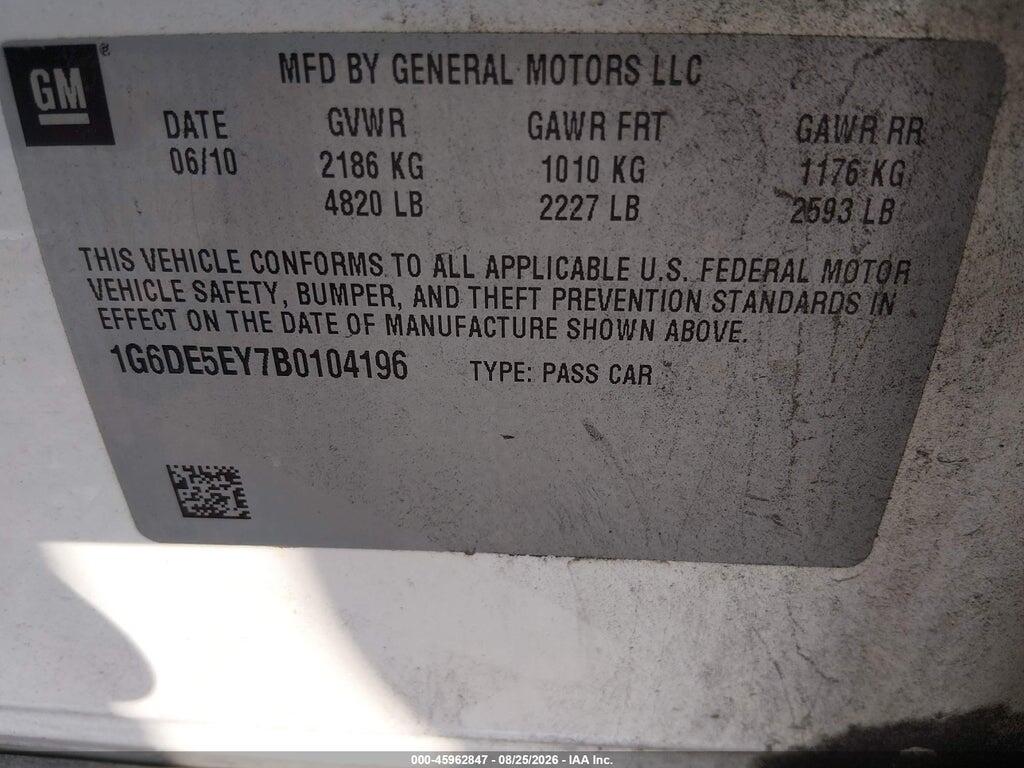 1G6DE5EY7B0104196 2011 CADILLAC CTS photo no. 9