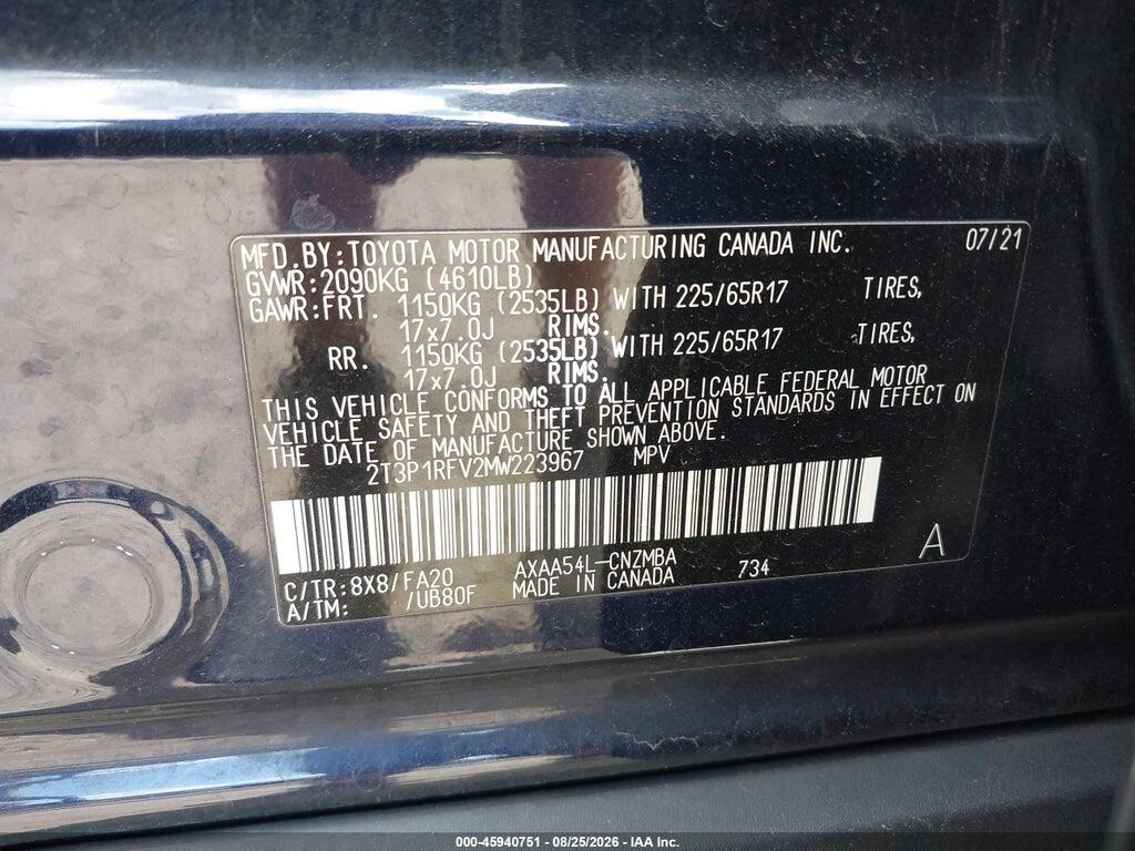 2T3P1RFV2MW223967 2021 TOYOTA RAV4 photo no. 9