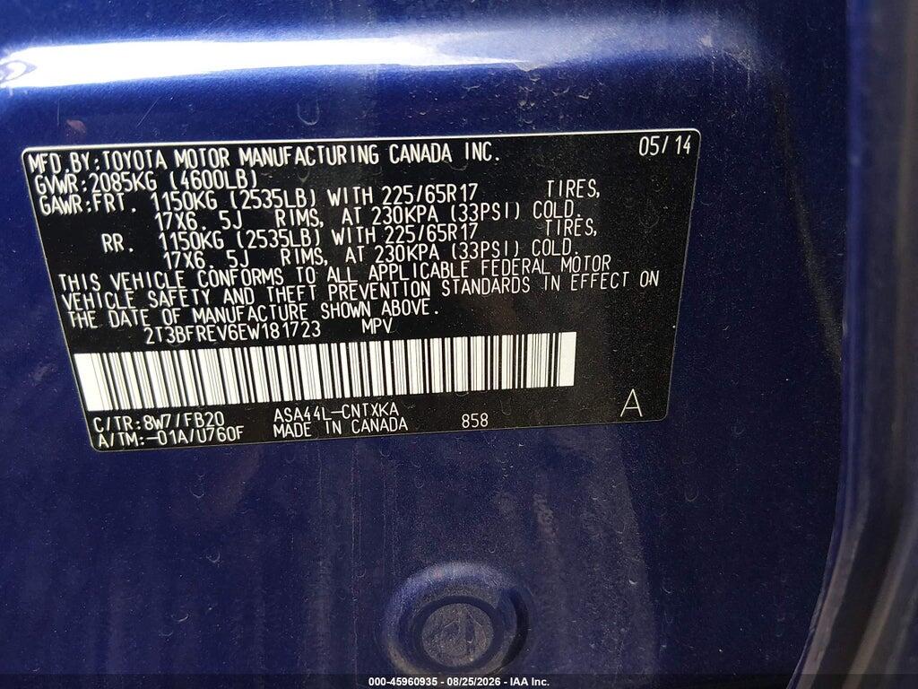 2T3BFREV6EW181723 2014 TOYOTA RAV4 photo no. 9