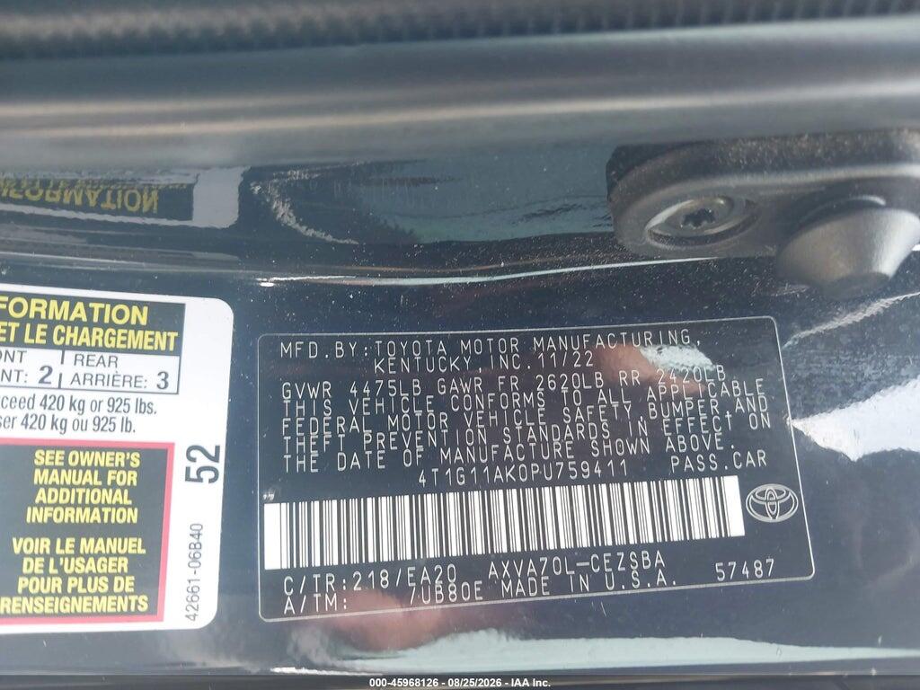 4T1G11AK0PU759411 2023 TOYOTA CAMRY photo no. 9
