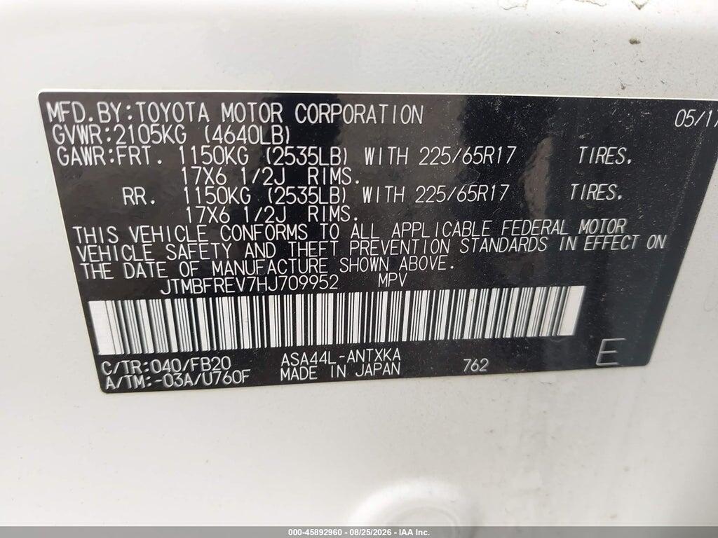 JTMBFREV7HJ709952 2017 TOYOTA RAV4 photo no. 9