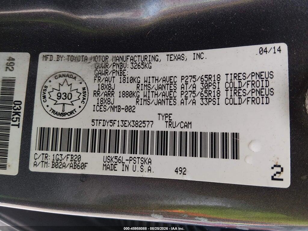 5TFDY5F13EX382577 2014 TOYOTA TUNDRA photo no. 9