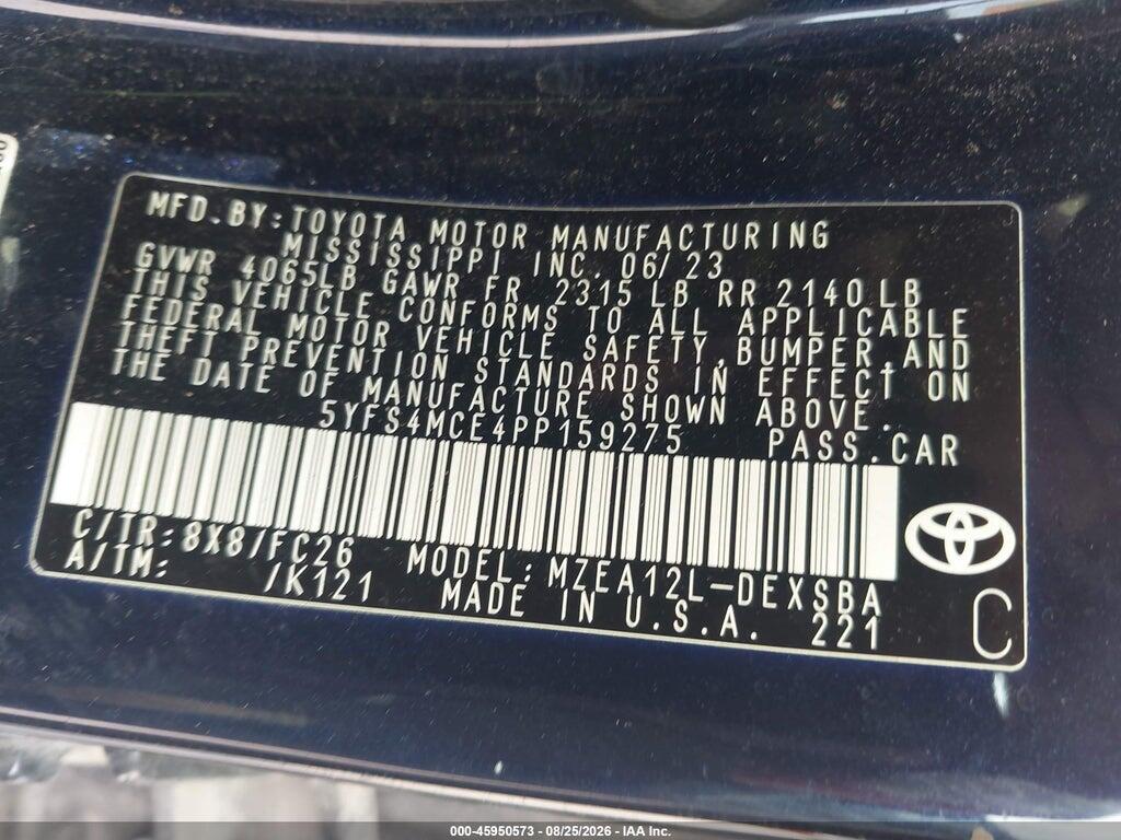 5YFS4MCE4PP159275 2023 TOYOTA COROLLA photo no. 9