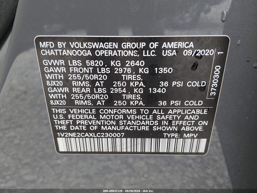 1V2NE2CAXLC230007 2020 VOLKSWAGEN ATLAS CROSS SPORT photo no. 9
