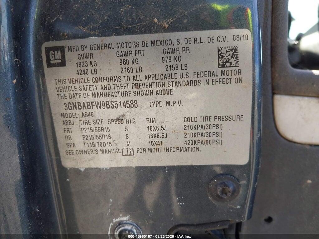 3GNBABFW9BS514588 2011 CHEVROLET HHR photo no. 9