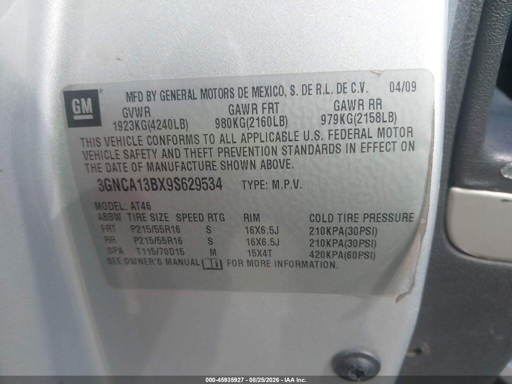 3GNBAAFW3BS663928 2011 CHEVROLET HHR photo no. 9