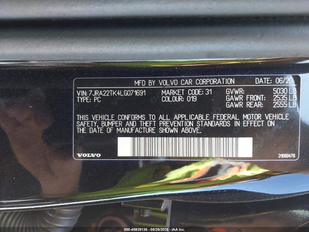 7JRA22TK4LG071691 2020 VOLVO S60 photo no. 9
