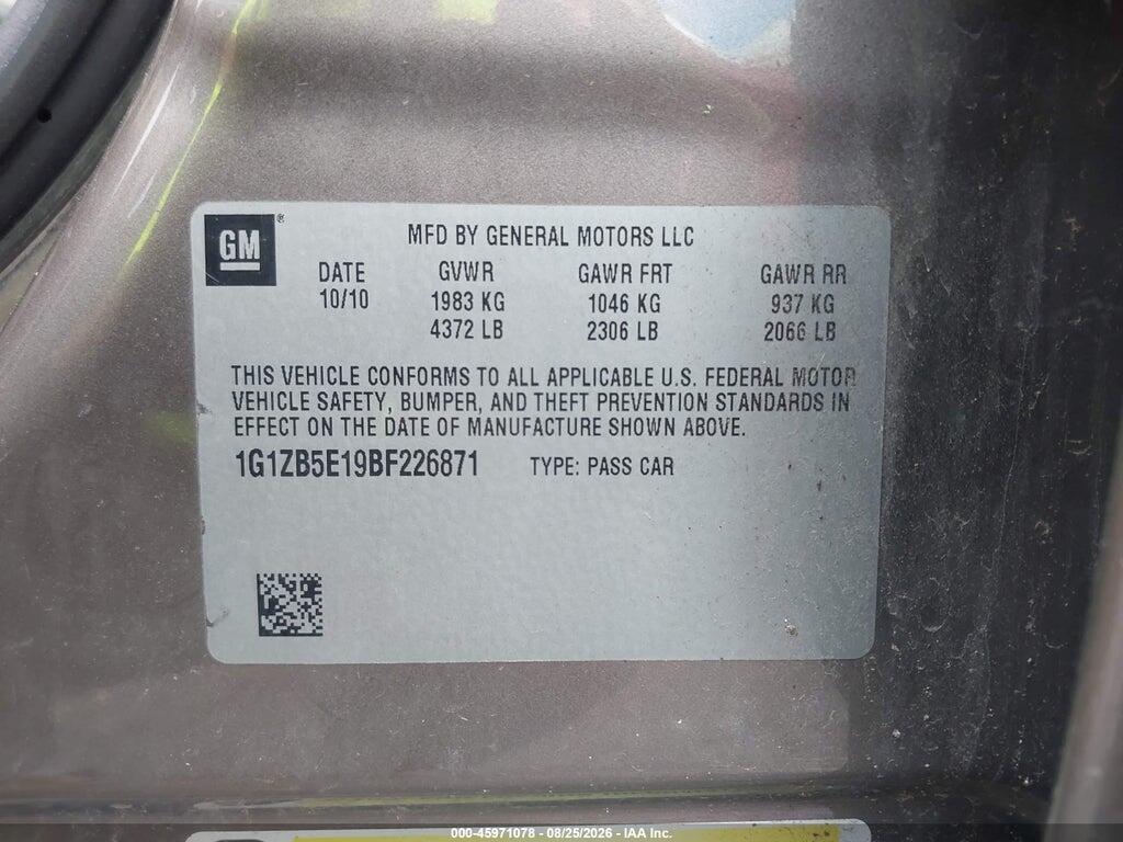 1G1ZB5E19BF226871 2011 CHEVROLET MALIBU photo no. 9