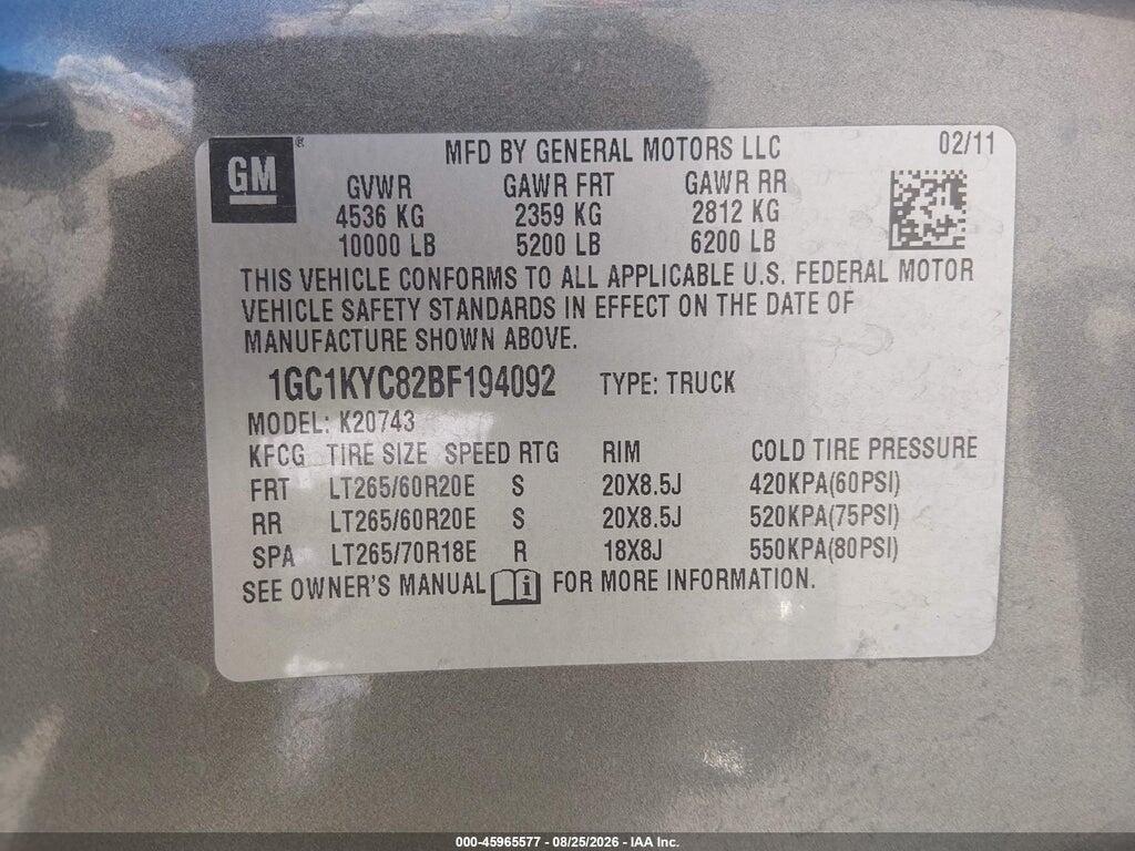 1GC1KYC82BF194092 2011 CHEVROLET SILVERADO 2500HD photo no. 9