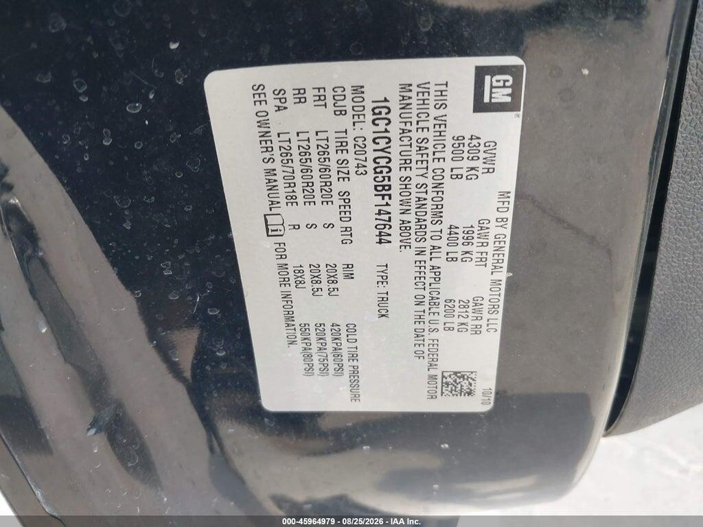 1GC1CYCG5BF147644 2011 CHEVROLET SILVERADO 2500HD photo no. 9