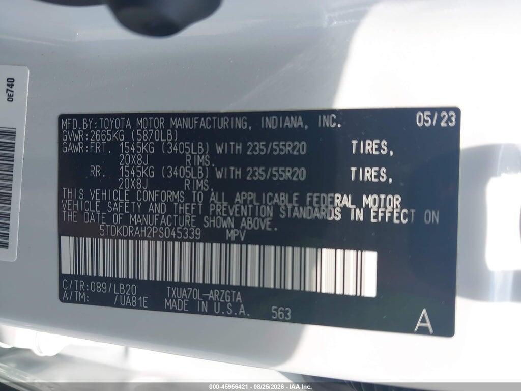 5TDKDRAH2PS045339 2023 TOYOTA HIGHLANDER photo no. 9