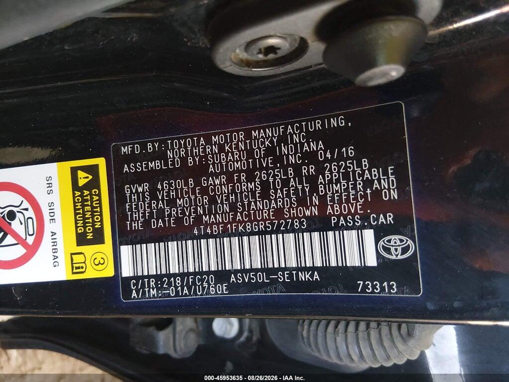 4T4BF1FK8GR572783 2016 TOYOTA CAMRY photo no. 9