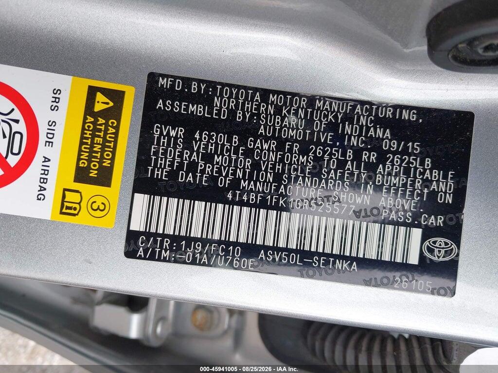 4T4BF1FK1GR525577 2016 TOYOTA CAMRY photo no. 9