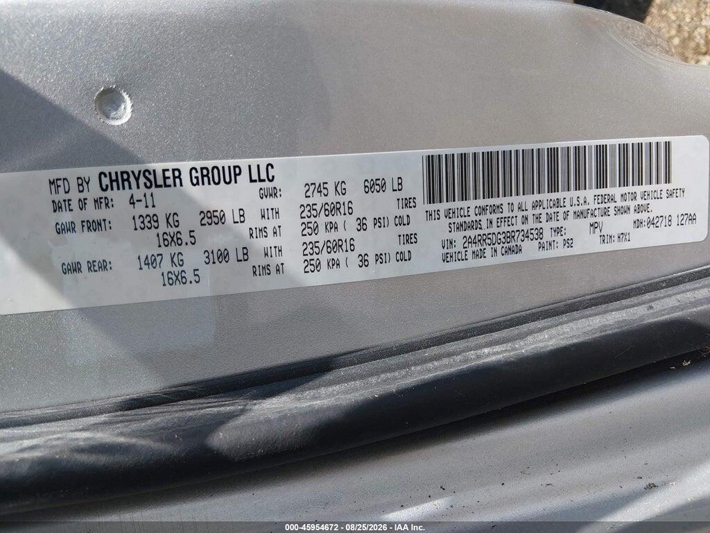 2A4RR5DG3BR734538 2011 CHRYSLER TOWN & COUNTRY photo no. 9