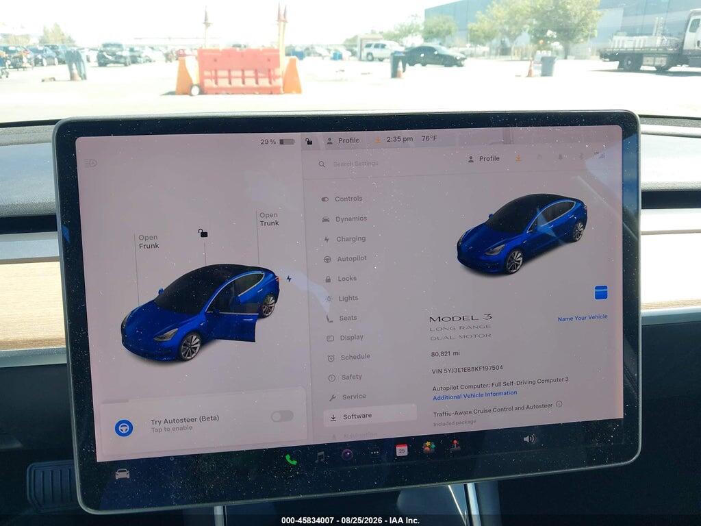 5YJ3E1EB8KF197504 2019 TESLA MODEL 3 photo no. 7