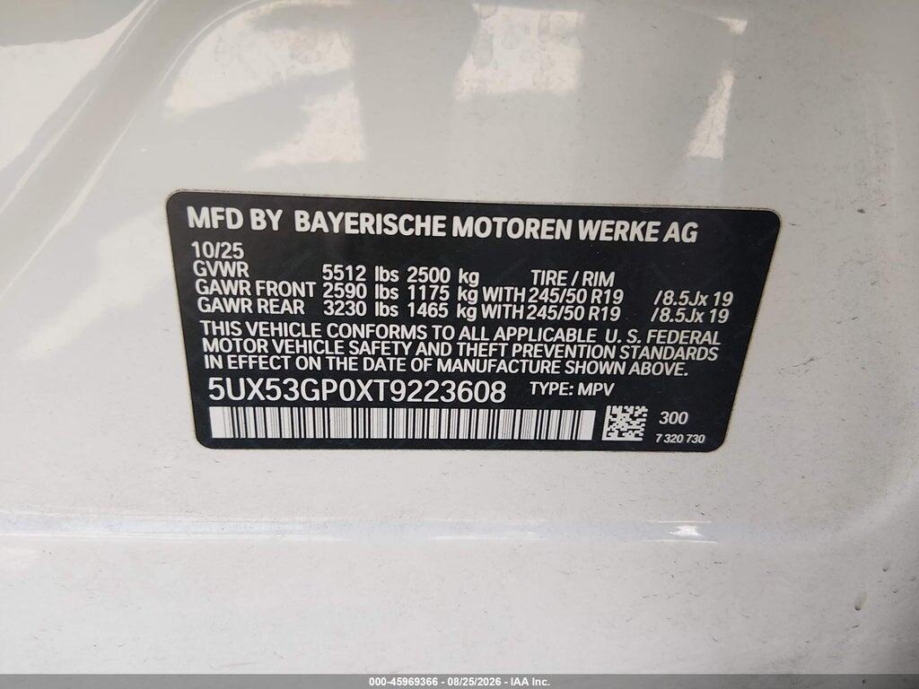 5UX53GP0XT9223608 2026 BMW X3 photo no. 9