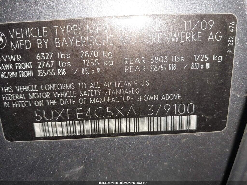 5UXFE4C5XAL379100 2010 BMW X5 photo no. 9