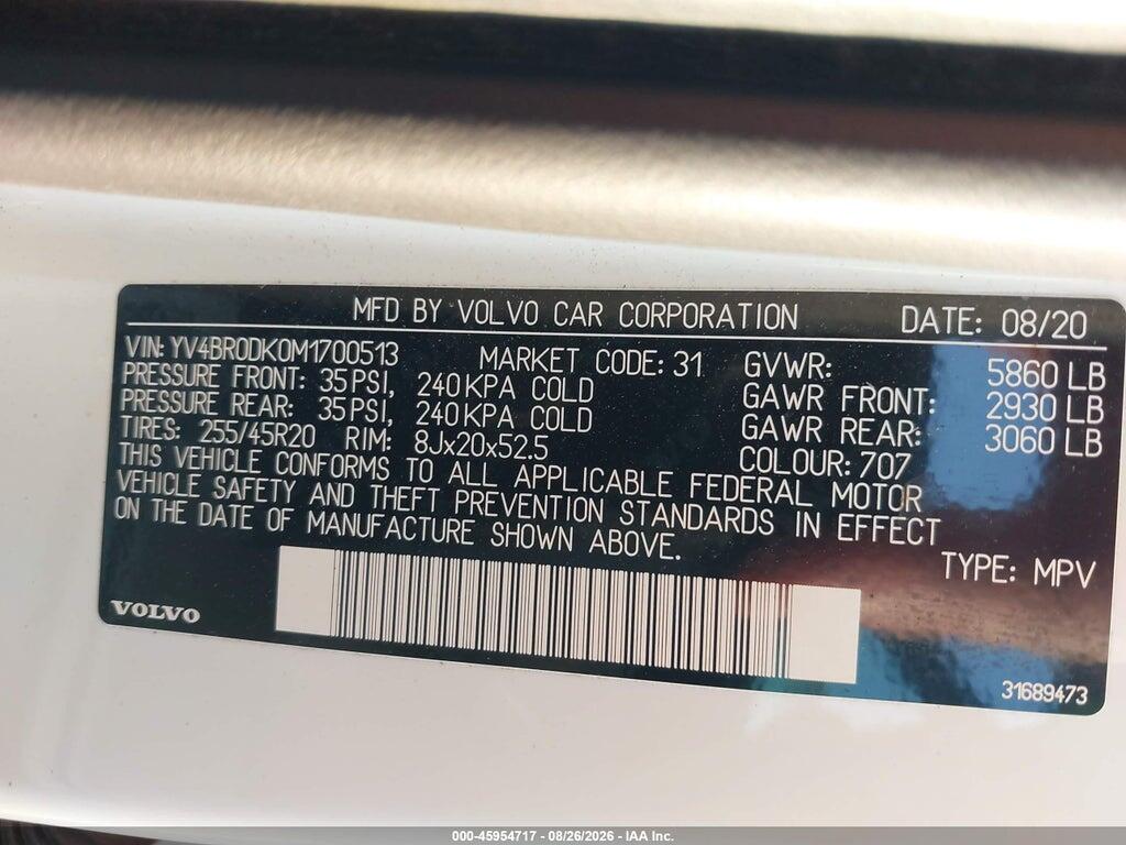 YV4BR0DK0M1700513 2021 VOLVO XC60 RECHARGE PLUG-IN HYBRID photo no. 9
