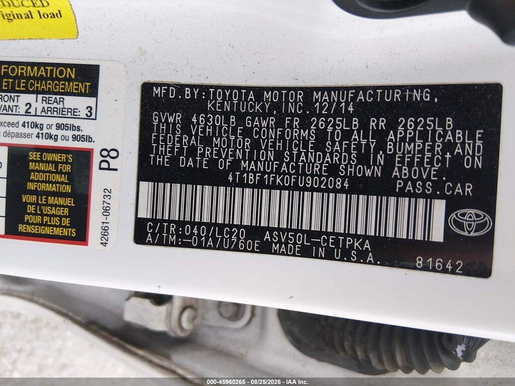 4T1BF1FK0FU902084 2015 TOYOTA CAMRY photo no. 9