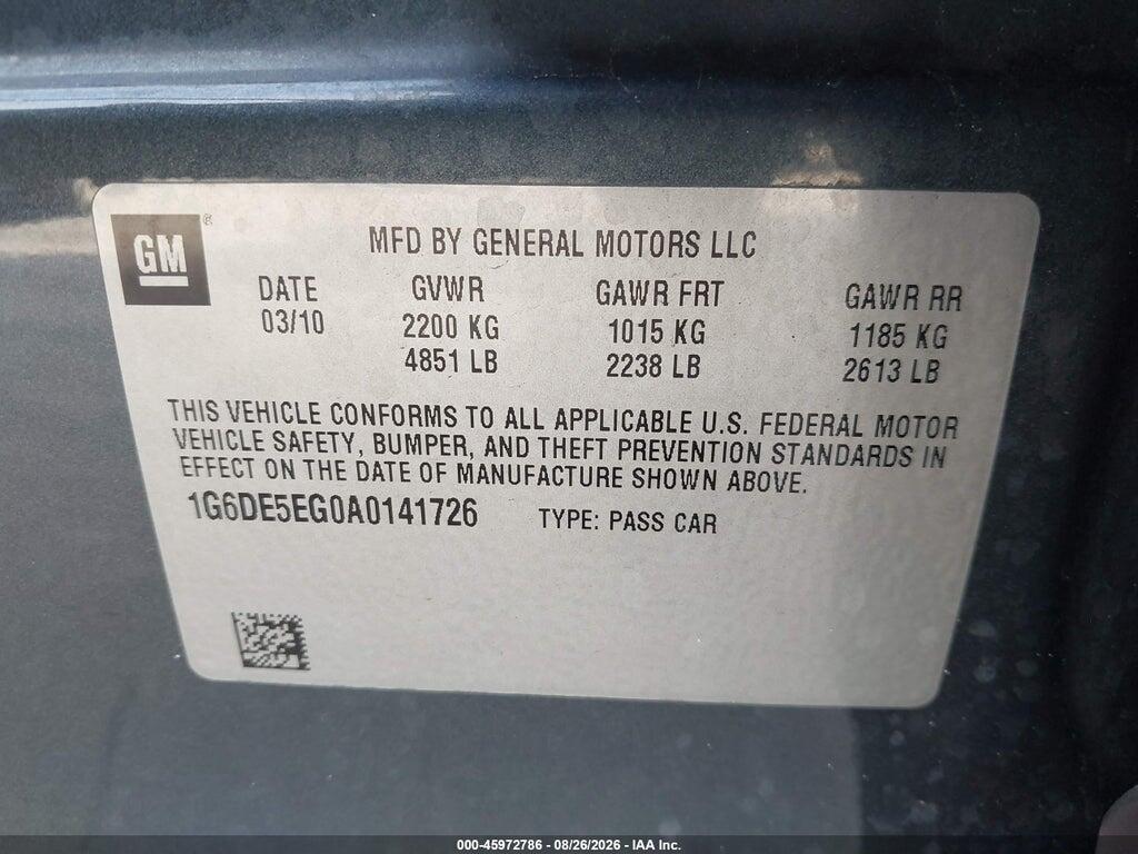 1G6DE5EG0A0141726 2010 CADILLAC CTS photo no. 9