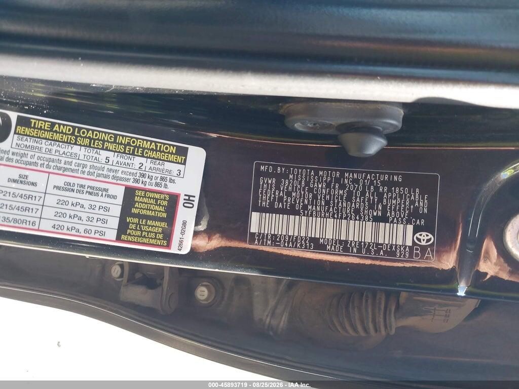 5YFBURHE4FP264385 2015 TOYOTA COROLLA photo no. 9