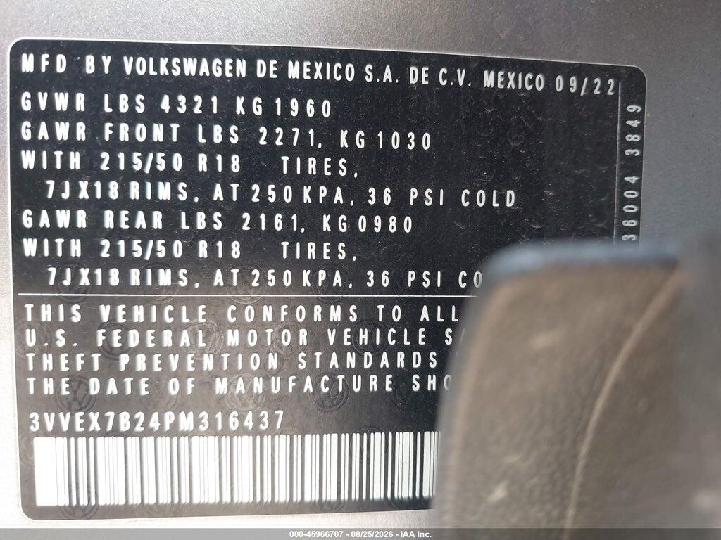 3VVEX7B24PM316437 2023 VOLKSWAGEN TAOS photo no. 9