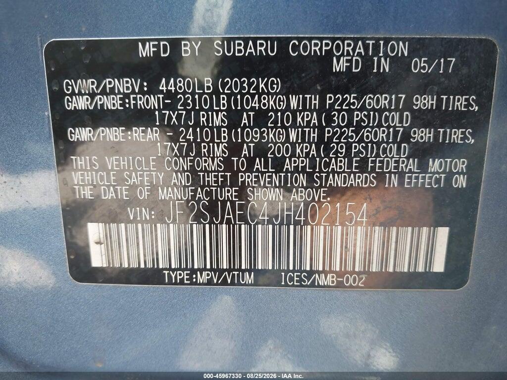 JF2SJAEC4JH402154 2018 SUBARU FORESTER photo no. 9