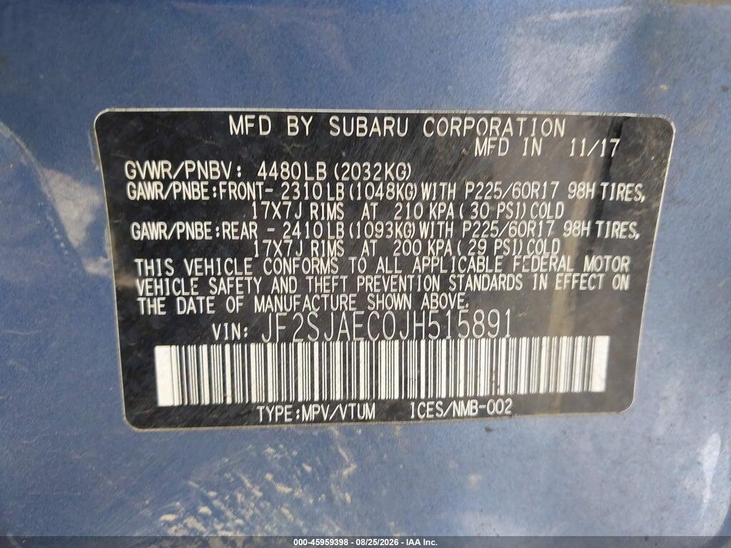 JF2SJAEC0JH515891 2018 SUBARU FORESTER photo no. 9
