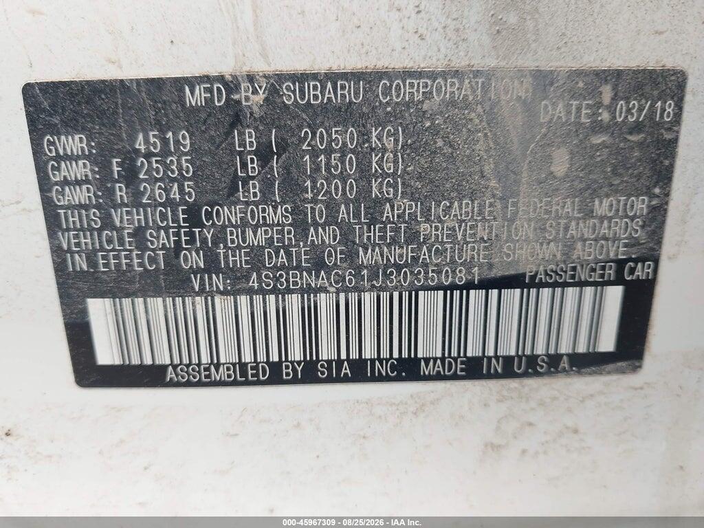 4S3BNAC61J3035081 2018 SUBARU LEGACY photo no. 9