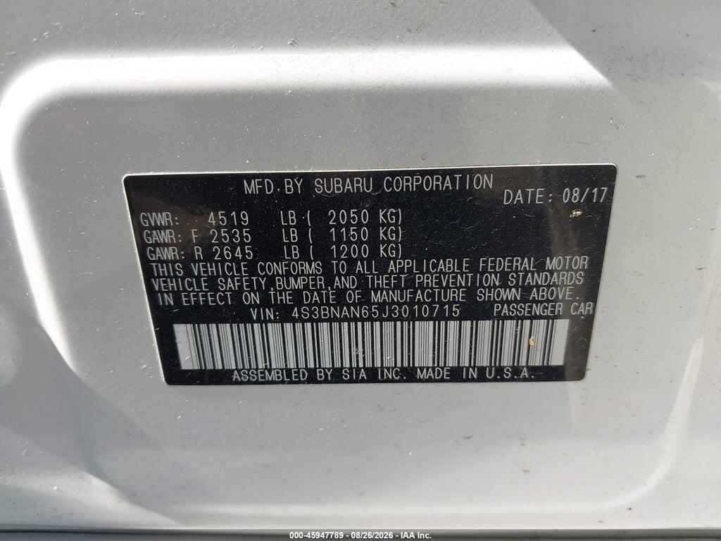 4S3BNAN65J3010715 2018 SUBARU LEGACY photo no. 9
