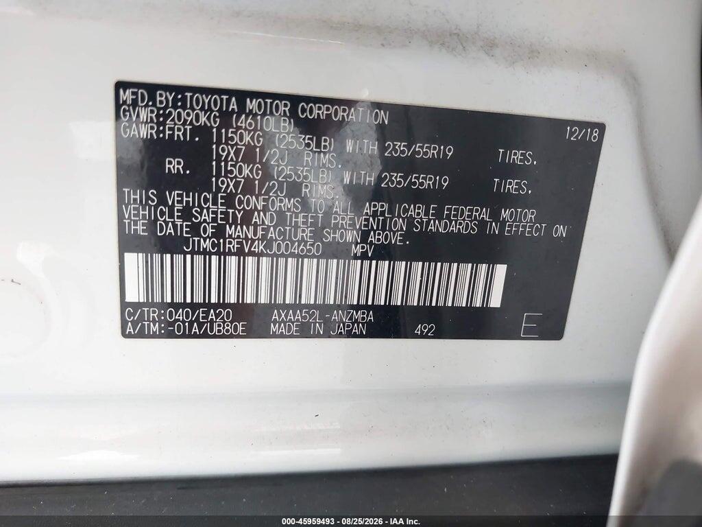 JTMC1RFV4KJ004650 2019 TOYOTA RAV4 photo no. 9