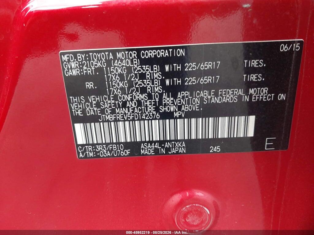 JTMBFREV5FD142376 2015 TOYOTA RAV4 photo no. 9