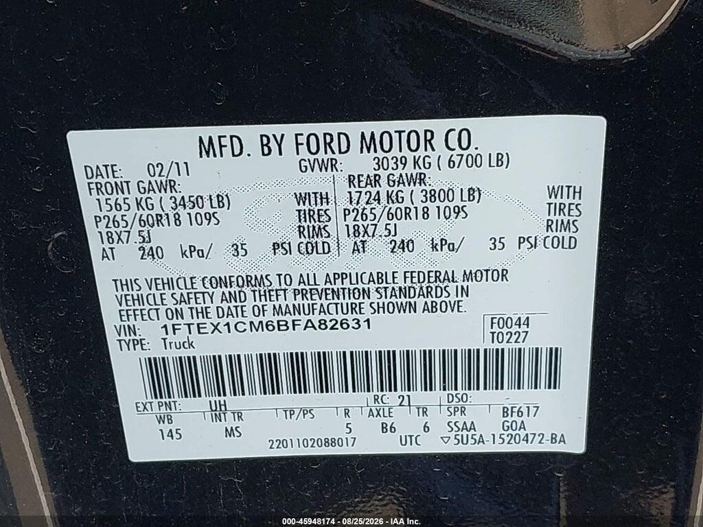 1FTEX1CM6BFA82631 2011 FORD F-150 photo no. 9