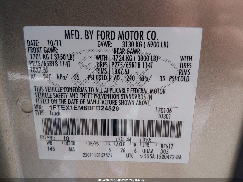 1FTEX1EM8BFD24526 2011 FORD F-150 photo no. 9