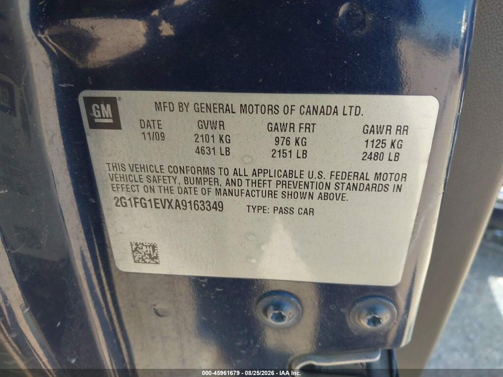 2G1FG1EVXA9163349 2010 CHEVROLET CAMARO photo no. 9