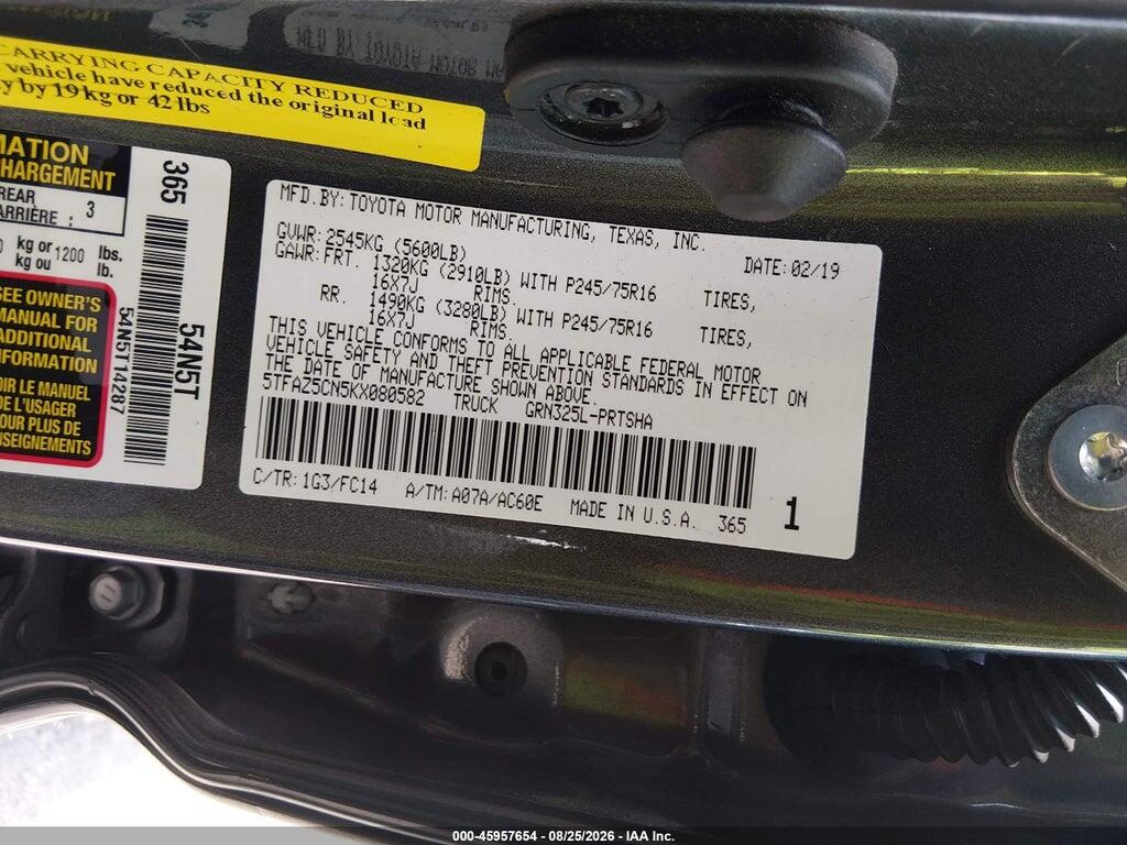 5TFAZ5CN5KX080582 2019 TOYOTA TACOMA photo no. 9